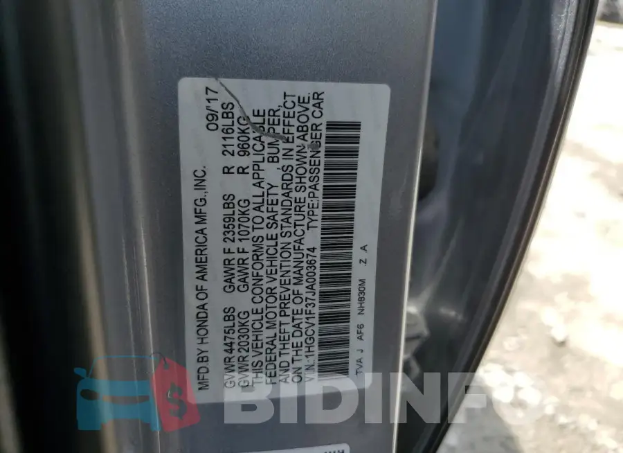 1HGCV1F37JA003674 Photo# 12