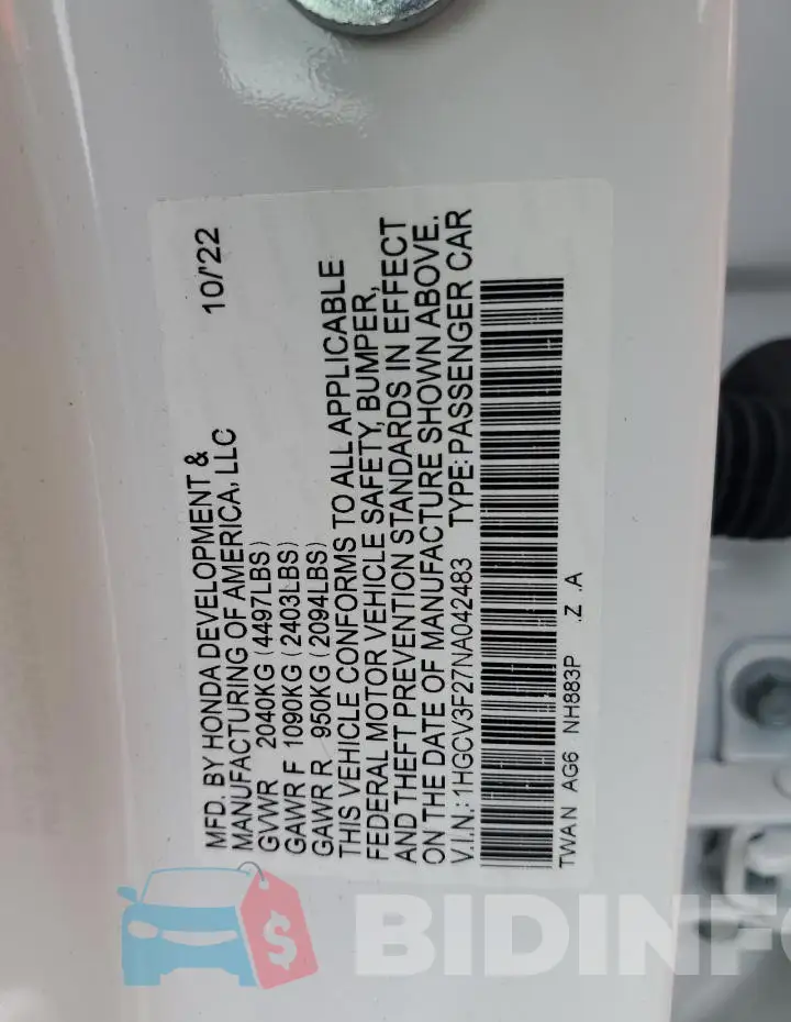 1HGCV3F27NA042483 Photo# 13