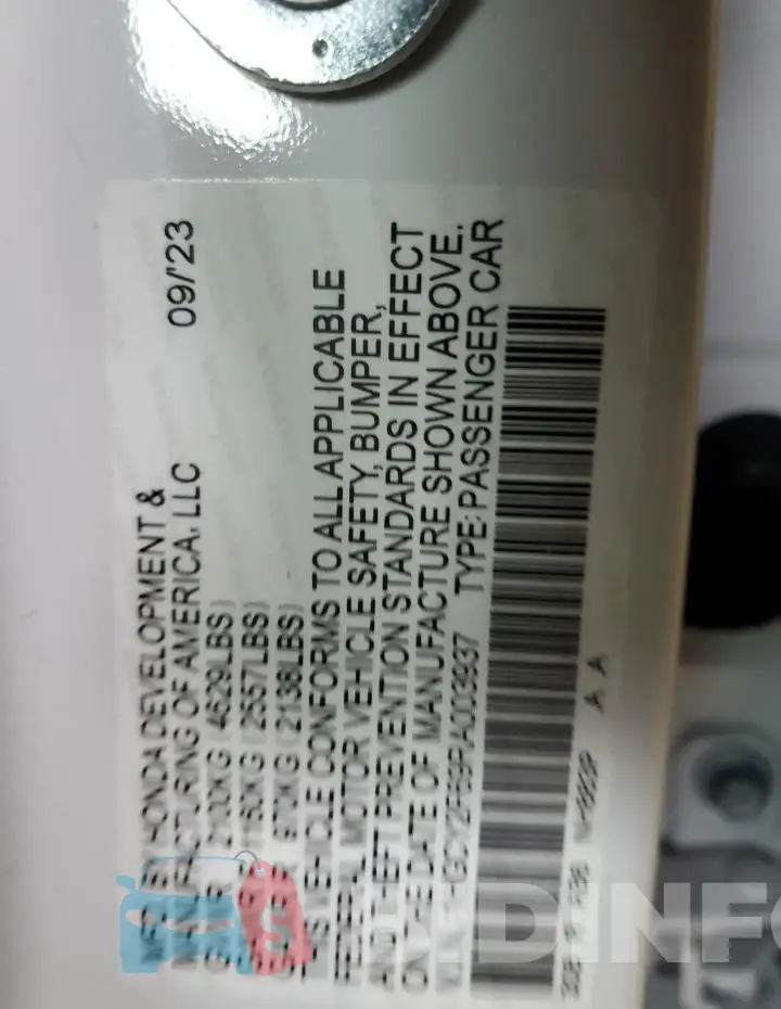 1HGCY2F69RA003937 Photo# 12