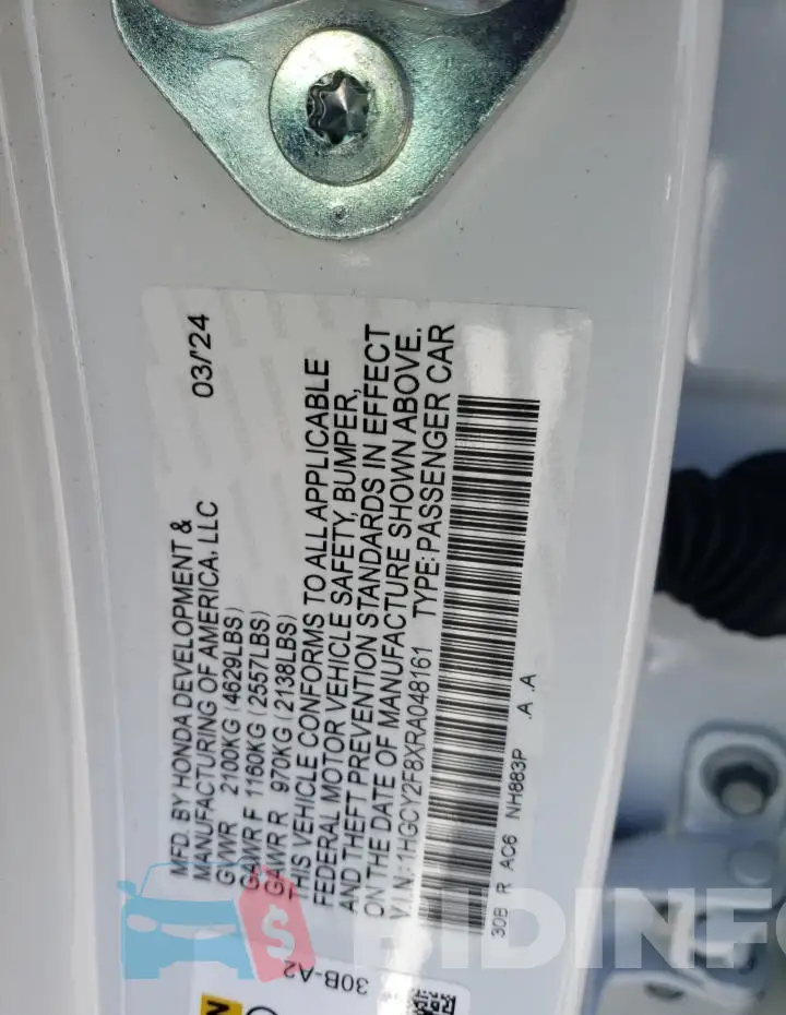 1HGCY2F8XRA048161 Photo# 12