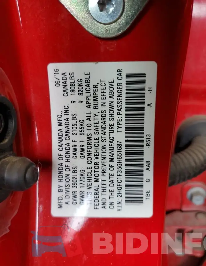 2HGFC1F35GH651687 Photo# 12