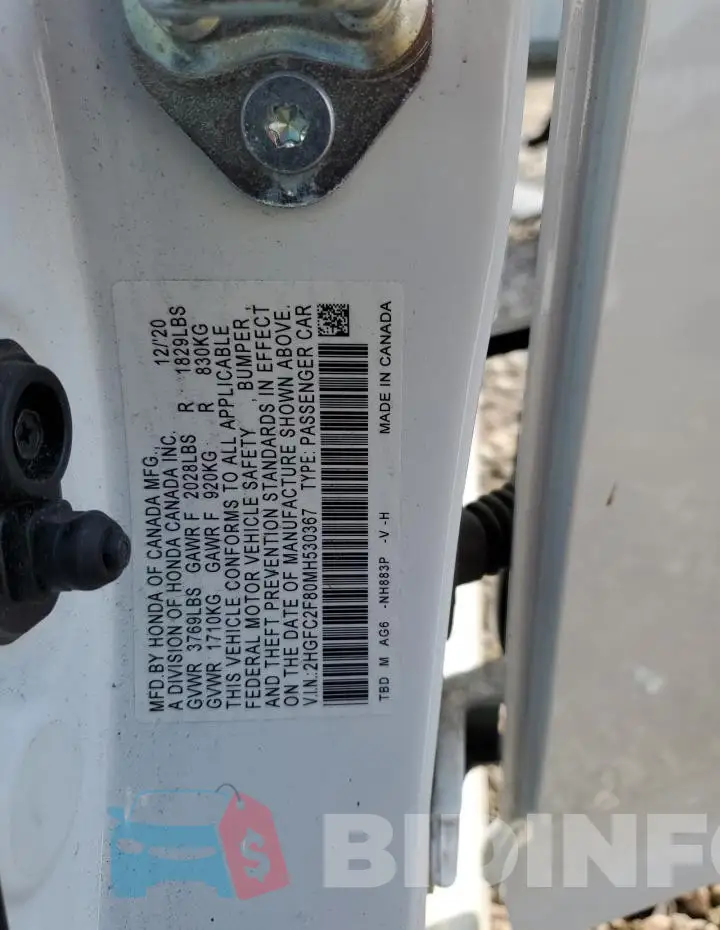 2HGFC2F80MH530367 Photo# 12