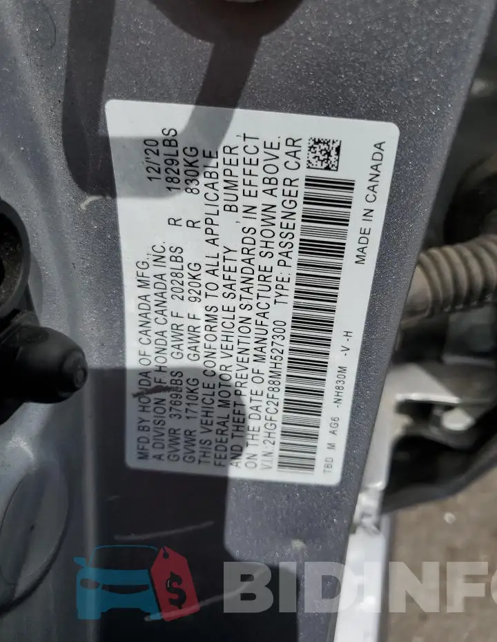 2HGFC2F88MH527300 Photo# 12