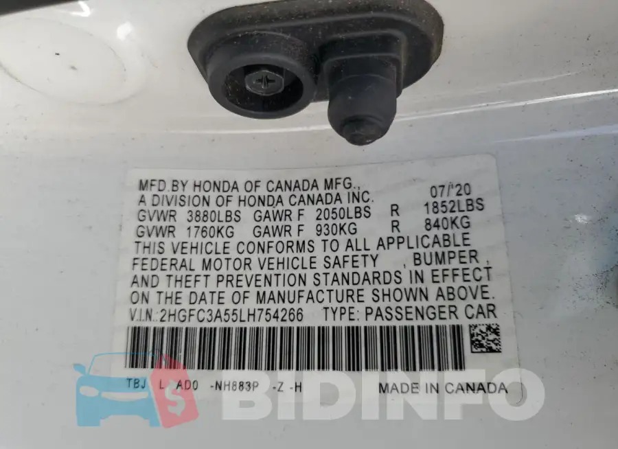 2HGFC3A55LH754266 Photo# 12