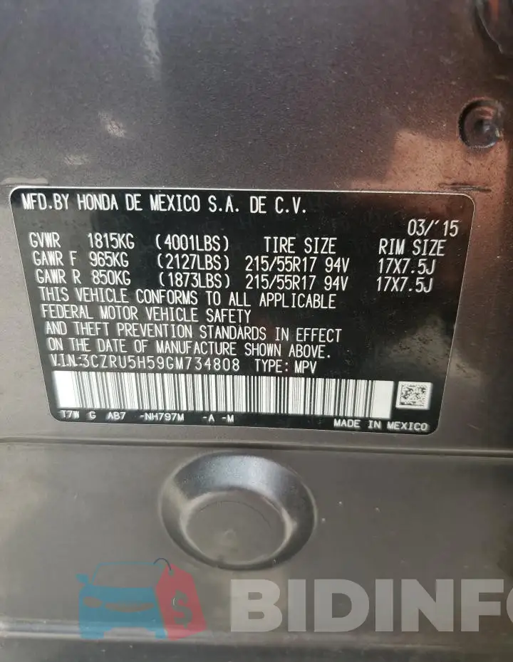 3CZRU5H59GM734808 Photo# 13