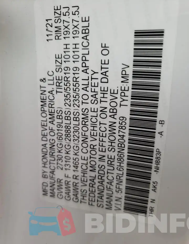 5FNRL6H86NB047859 Photo# 13