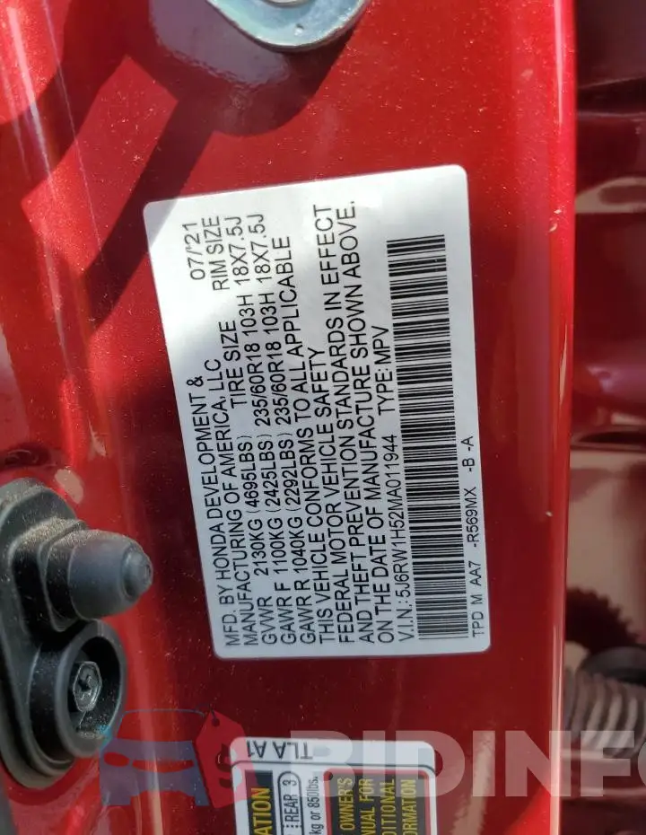 5J6RW1H52MA011944 Photo# 14
