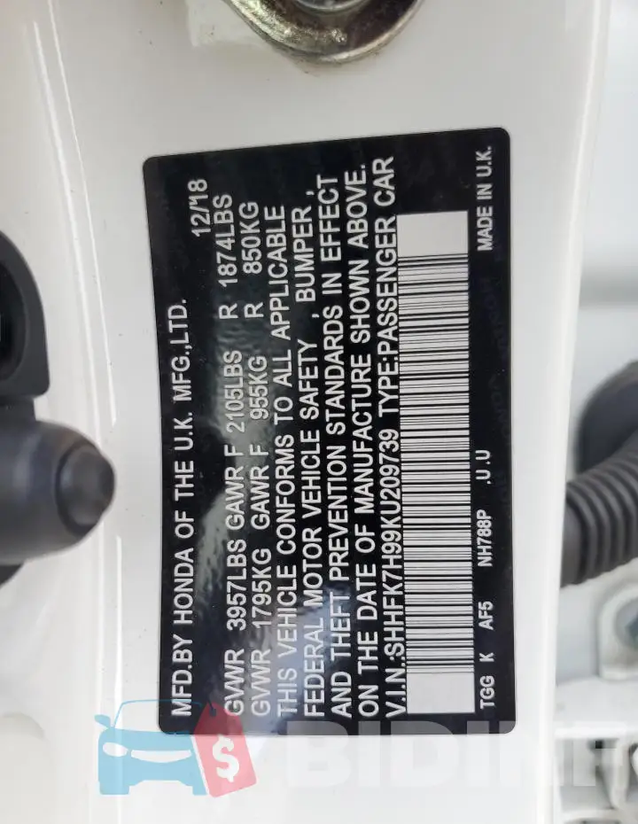 SHHFK7H99KU209739 Photo# 13