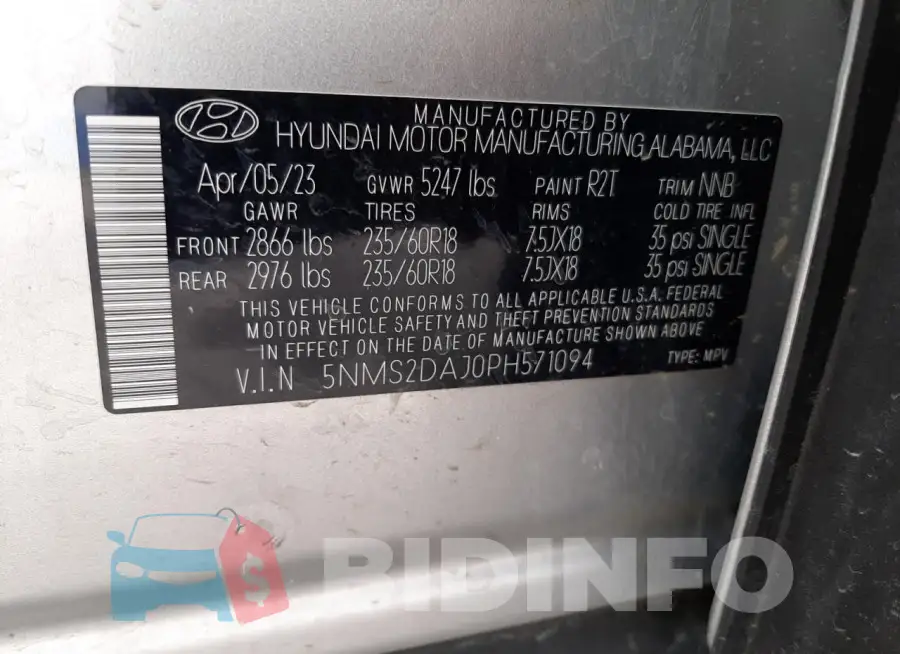 5NMS2DAJ0PH571094 Photo# 12
