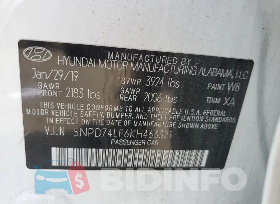 5NPD74LF6KH463321 Photo# 12
