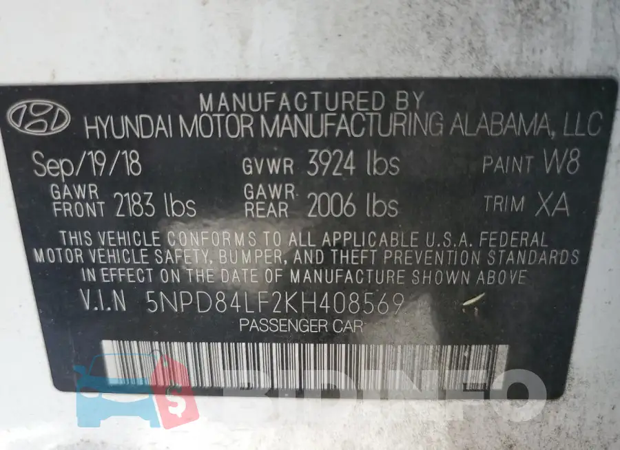 5NPD84LF2KH408569 Photo# 12