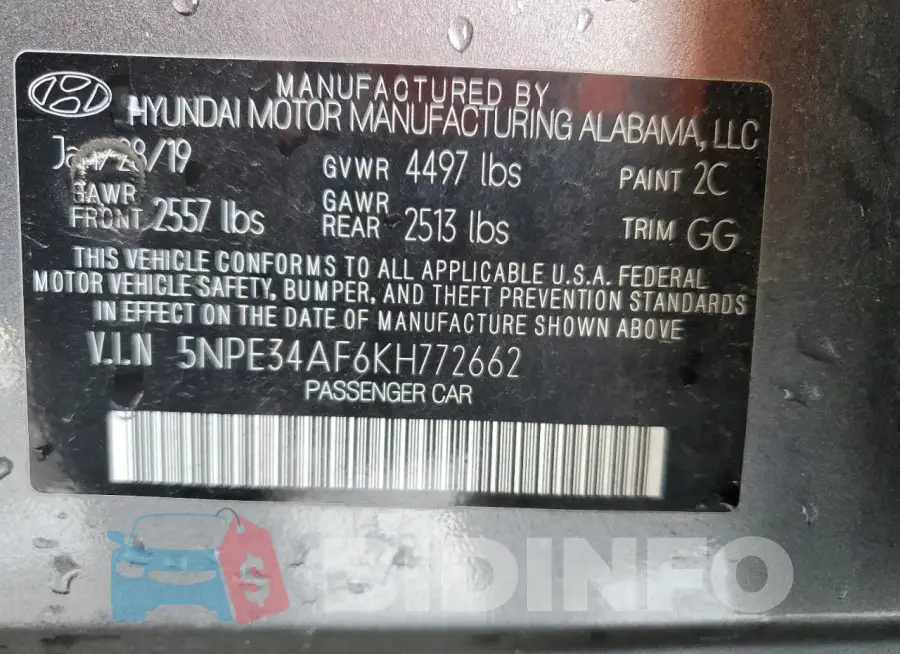 5NPE34AF6KH772662 Photo# 12