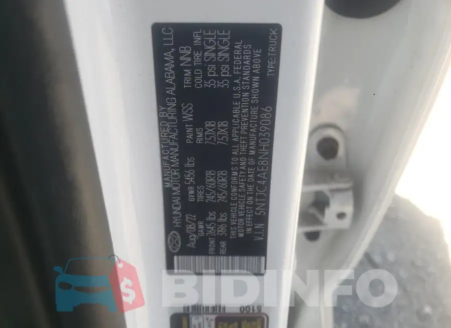 5NTJC4AE8NH039086 Photo# 12