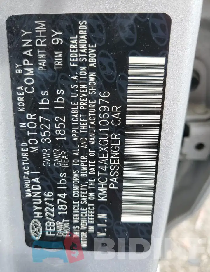 KMHCT4AEXGU106976 Photo# 12