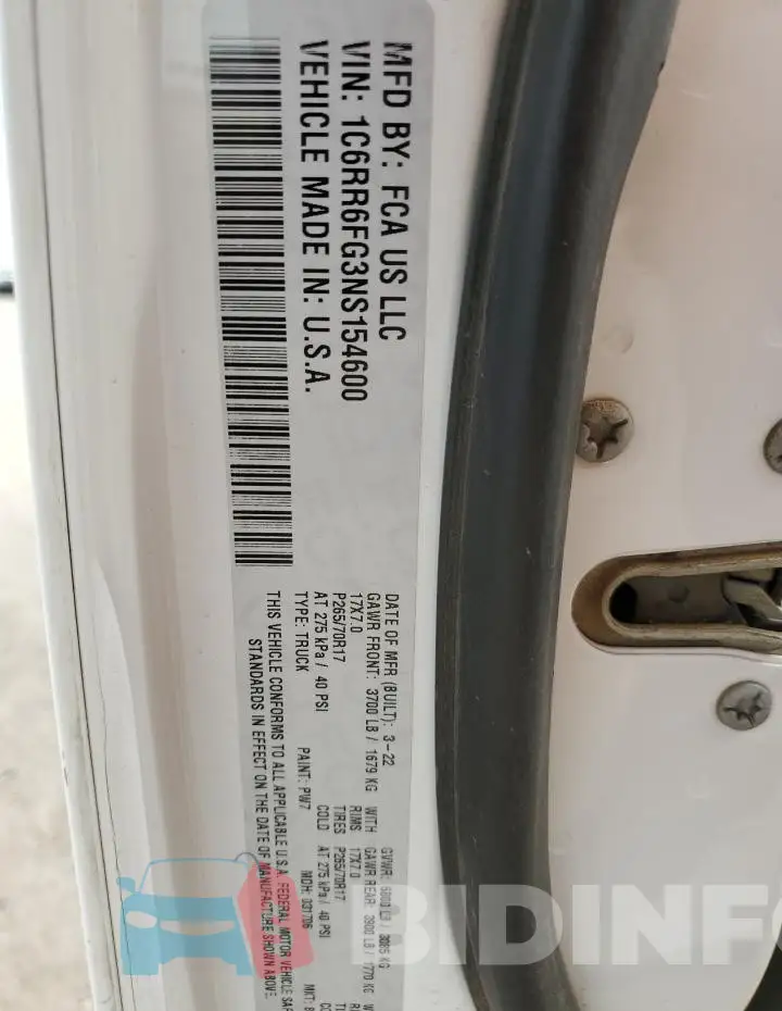 1C6RR6FG3NS154600 Photo# 12
