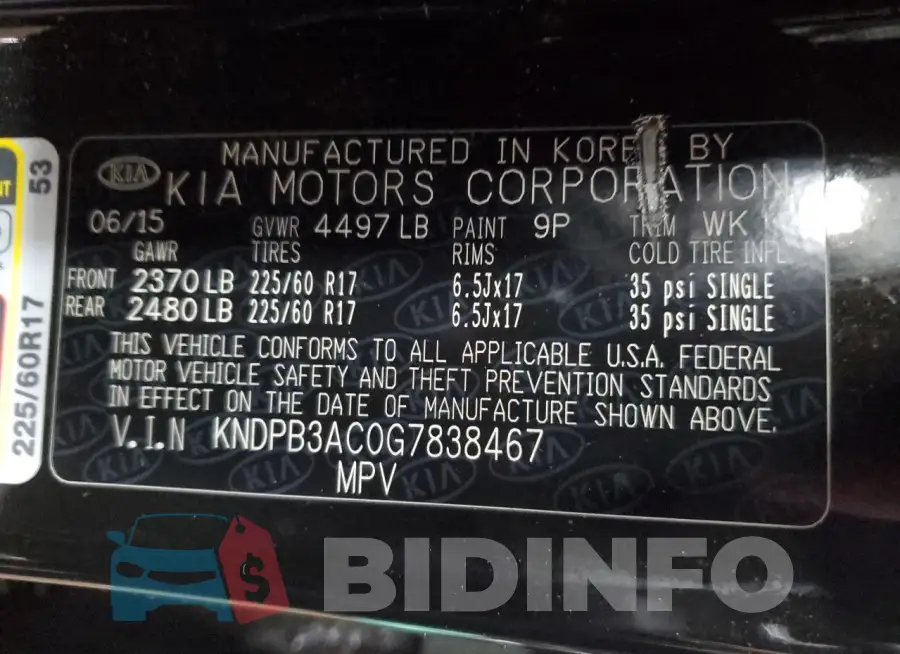 KNDPB3AC0G7838467 Photo# 12