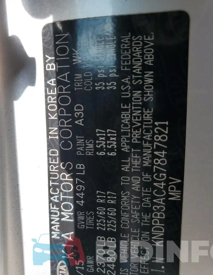 KNDPB3AC4G7847821 Photo# 12