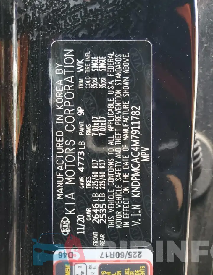 KNDPMCAC4M7911782 Photo# 13