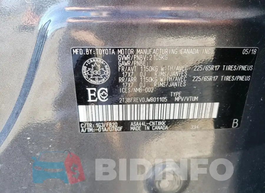 2T3BFREV0JW801105 Photo# 10