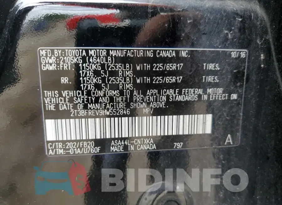 2T3BFREV9HW552846 Photo# 13