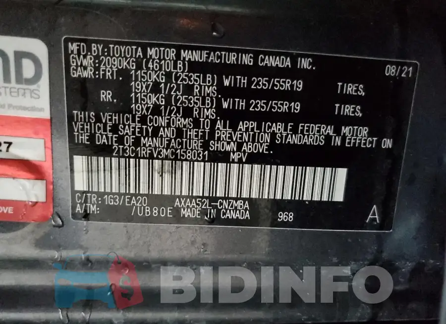 2T3C1RFV3MC158031 Photo# 12