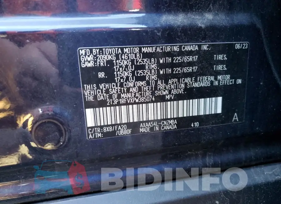 2T3P1RFVXPW385074 Photo# 13