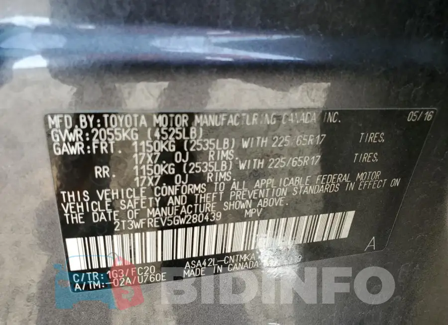 2T3WFREV5GW280439 Photo# 13