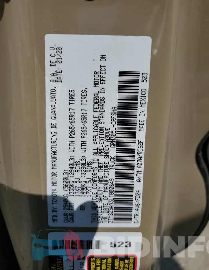 3TYSZ5AN3LT000649 Photo# 12
