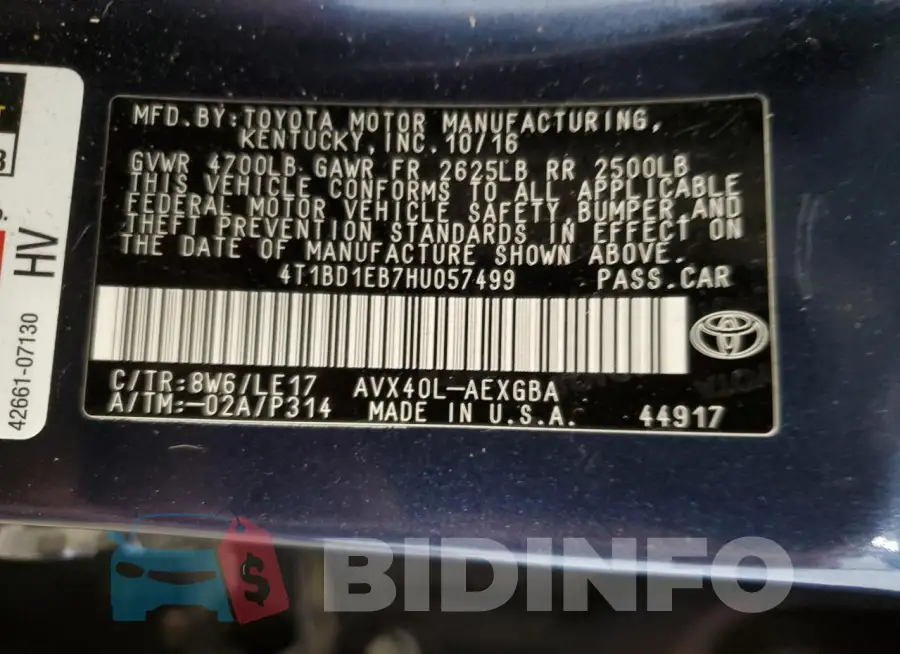 4T1BD1EB7HU057499 Photo# 12