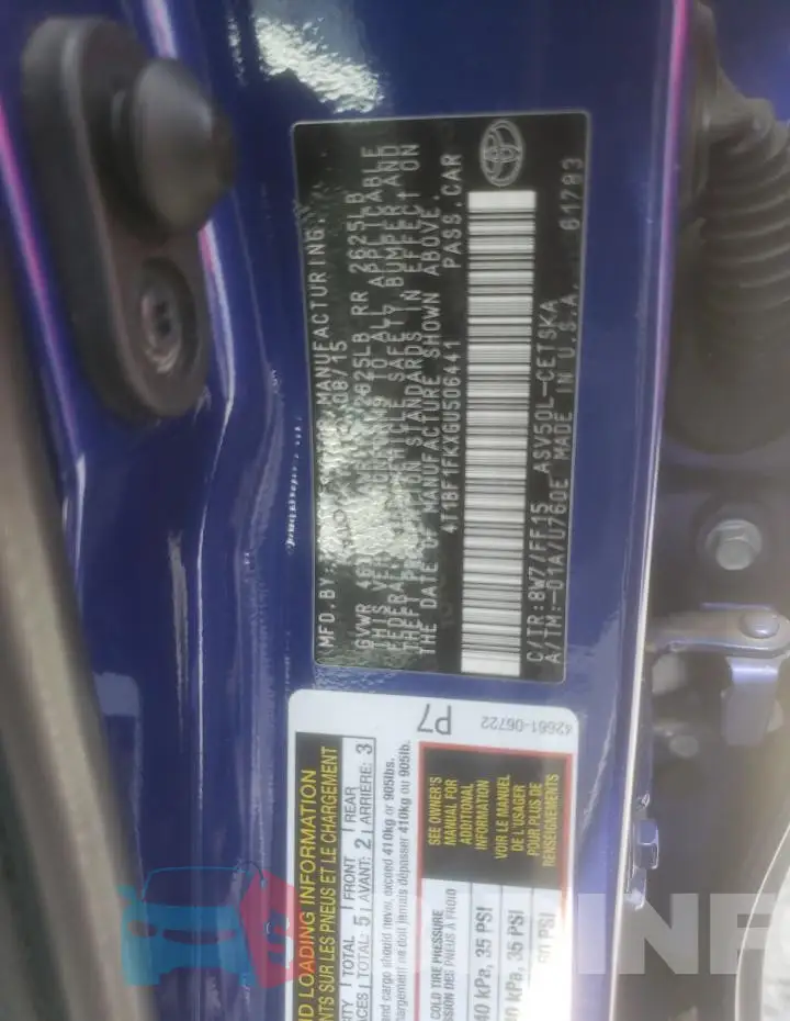 4T1BF1FKXGU506441 Photo# 12