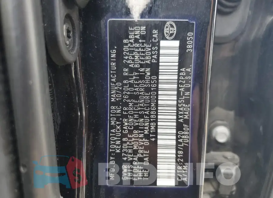 4T1MB1BB6MU001650 Photo# 12