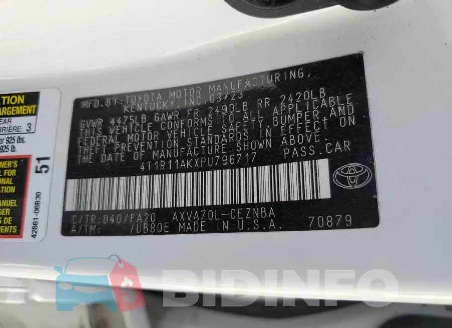 4T1R11AKXPU796717 Photo# 12