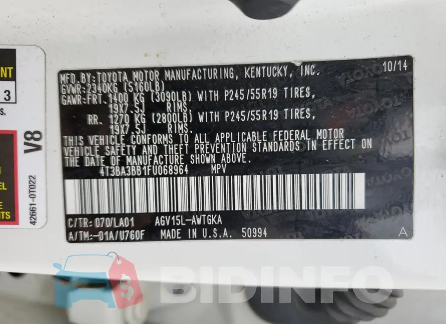 4T3BA3BB1FU068964 Photo# 13