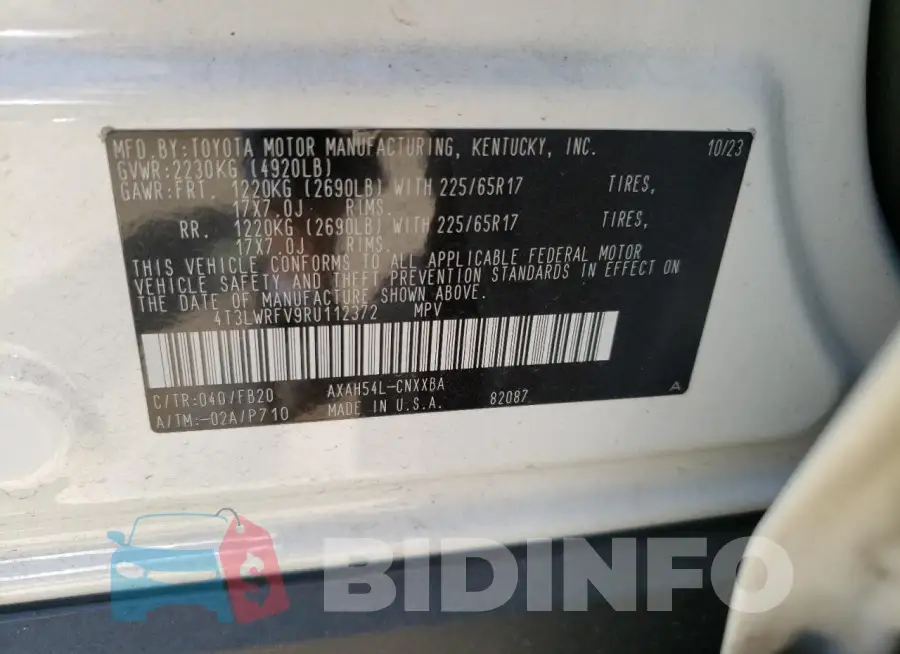4T3LWRFV9RU112372 Photo# 14