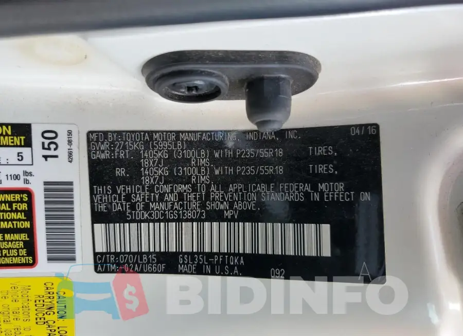 5TDDK3DC1GS138073 Photo# 14