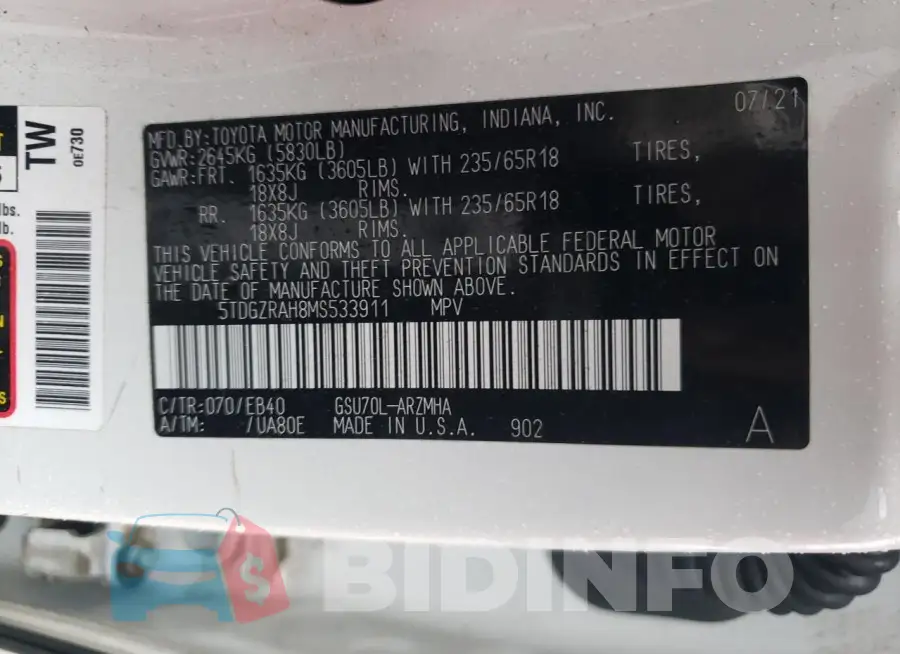 5TDGZRAH8MS533911 Photo# 12