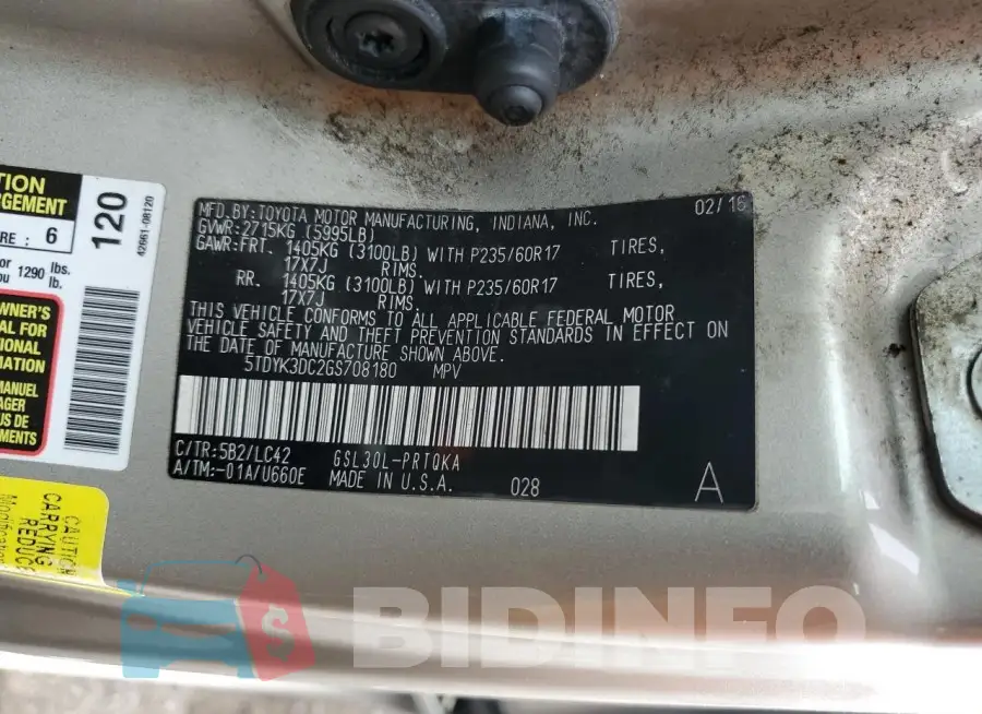 5TDYK3DC2GS708180 Photo# 13