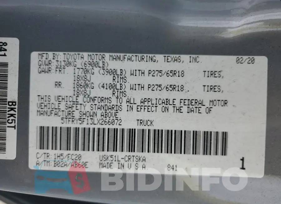5TFRY5F13LX266072 Photo# 13