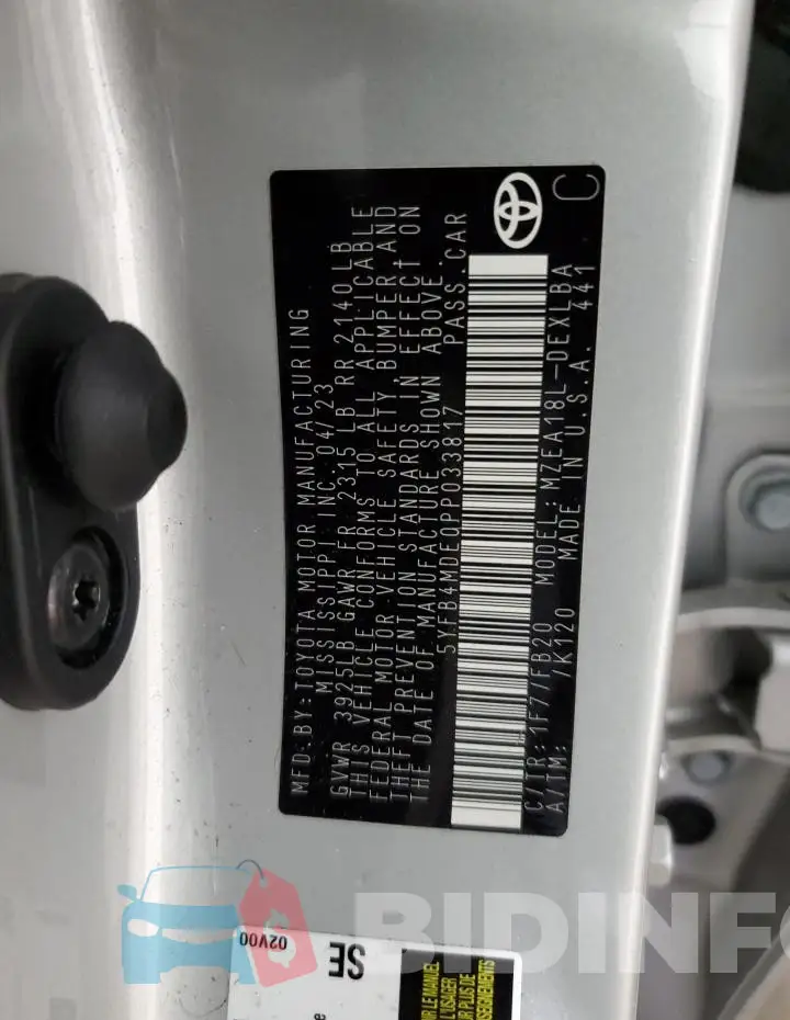 5YFB4MDE0PP033817 Photo# 12