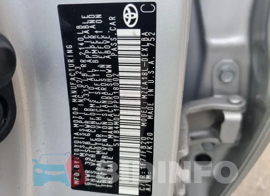 5YFB4MDE1PP018002 Photo# 13