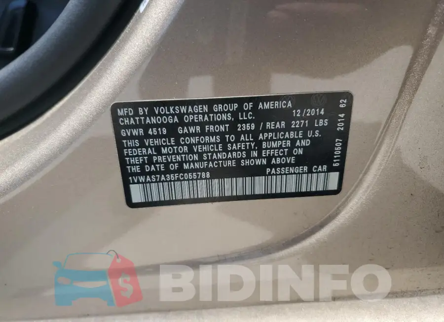 1VWAS7A35FC055788 Photo# 12