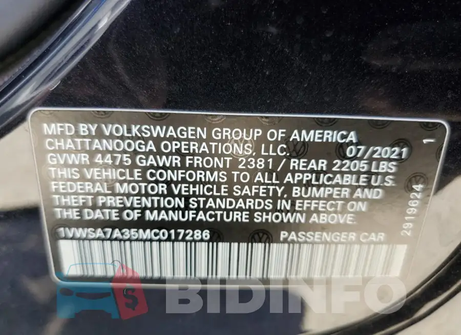 1VWSA7A35MC017286 Photo# 13