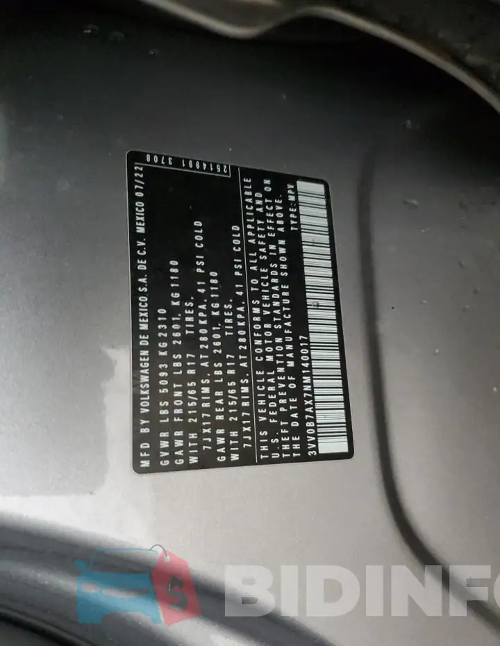 3VV0B7AX7NM140017 Photo# 13