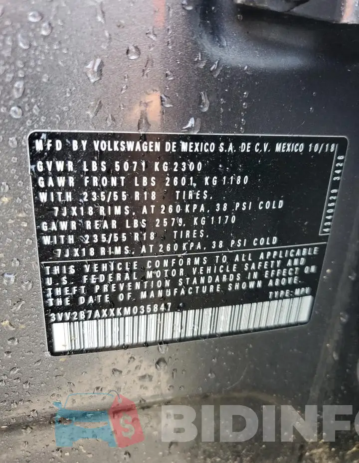 3VV2B7AXXKM035847 Photo# 13