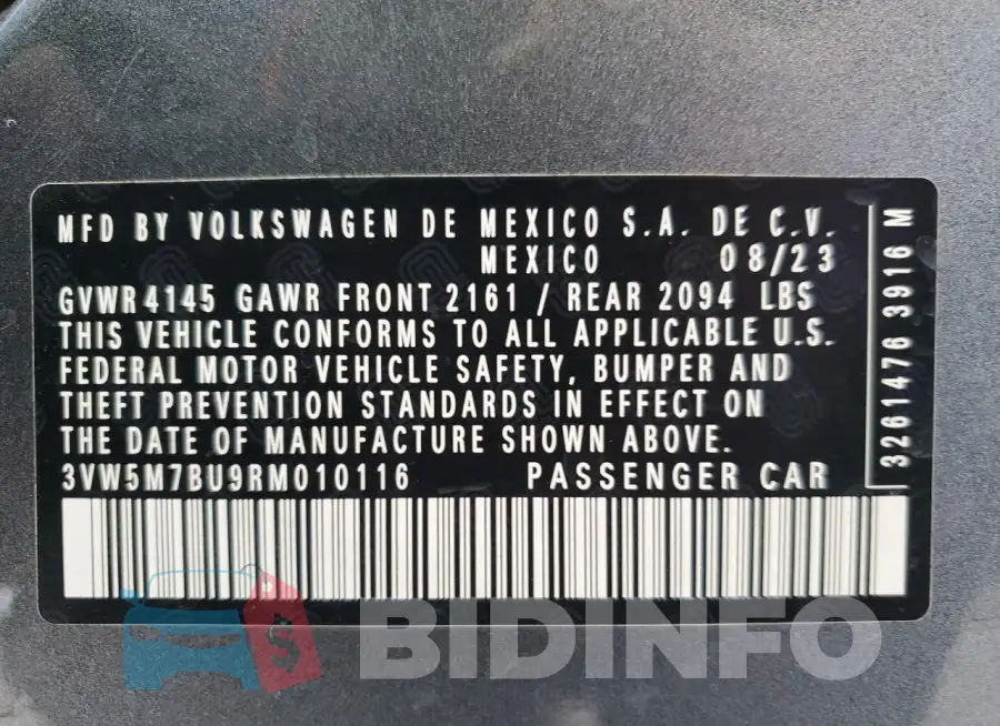 3VW5M7BU9RM010116 Photo# 13