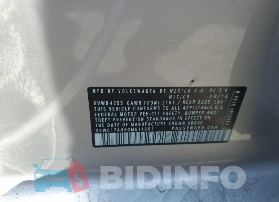 3VWC17AU6GM514251 Photo# 13
