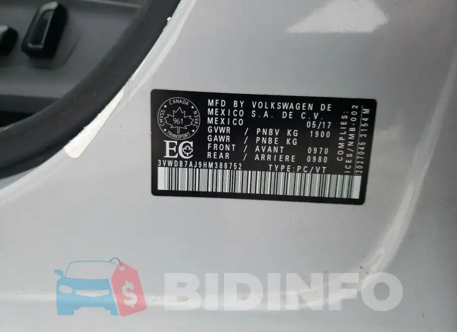 3VWDB7AJ9HM388752 Photo# 13