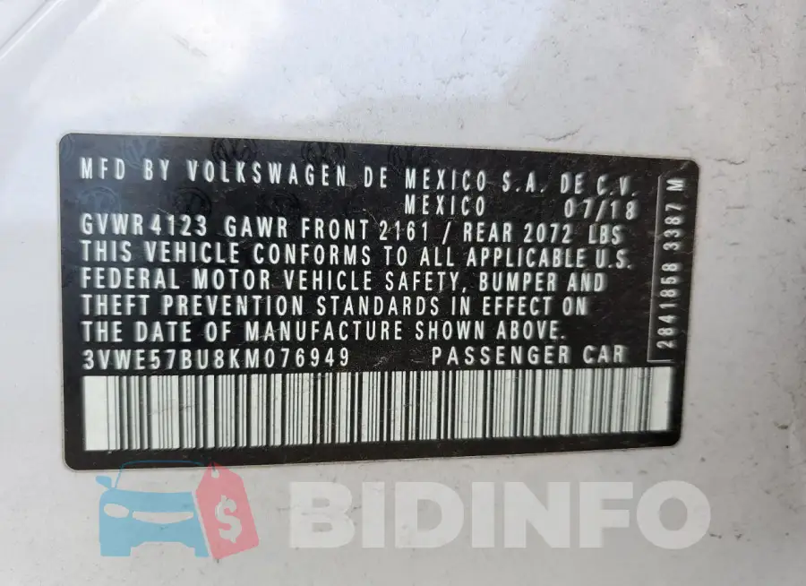3VWE57BU8KM076949 Photo# 12