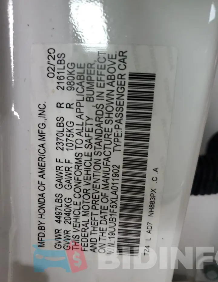 19UUB1F5XLA011902 Photo# 12