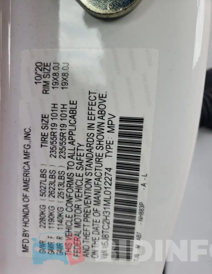 5J8TC2H31ML012274 Photo# 14